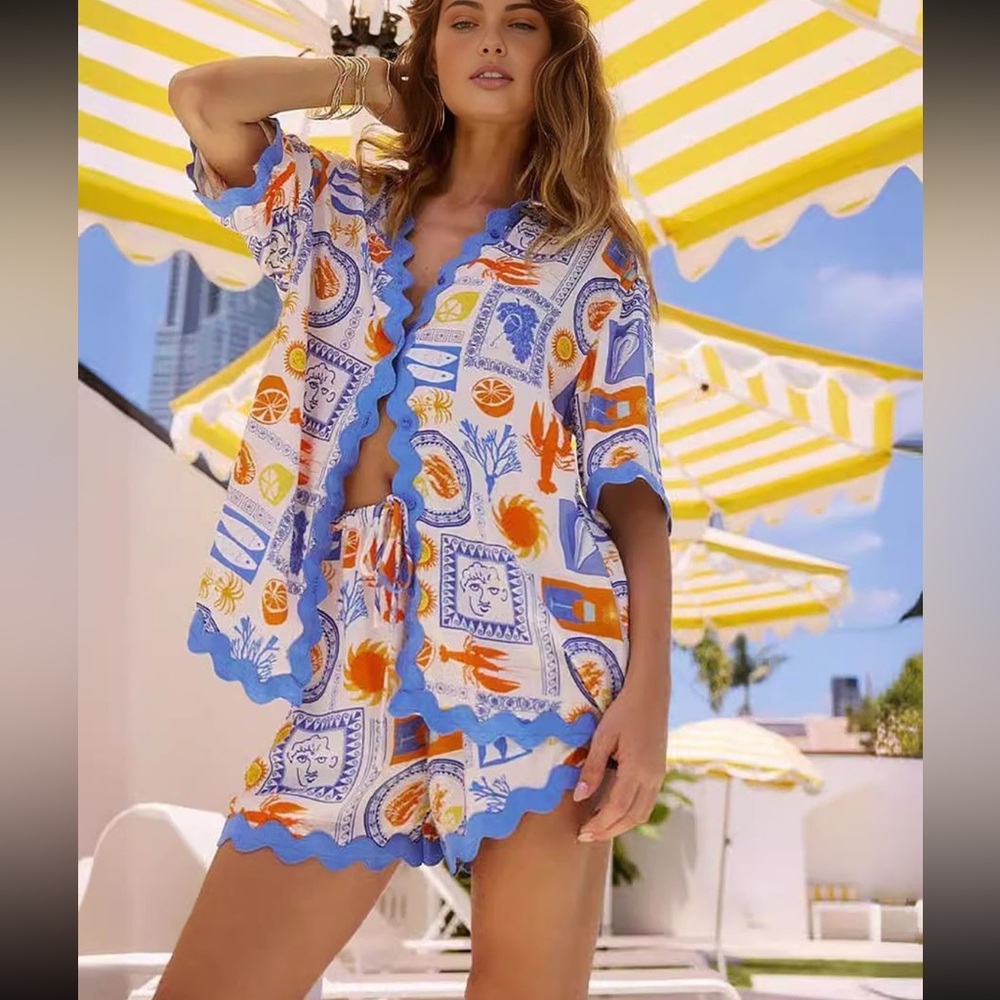 Printed Shirt & Shorts Set